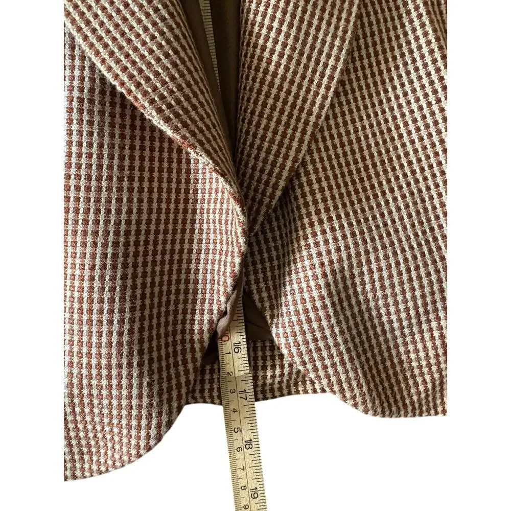 Christian Dior Vintage Cropped Houndstooth Blazer Made USA Rayon Wool Sz 2